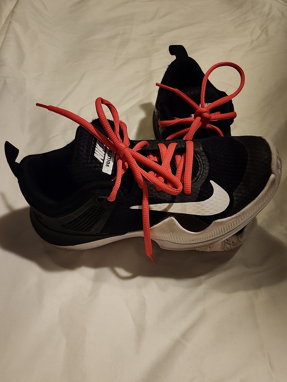 Nike Kids Black Sneakers with Red Laces and White Swoosh